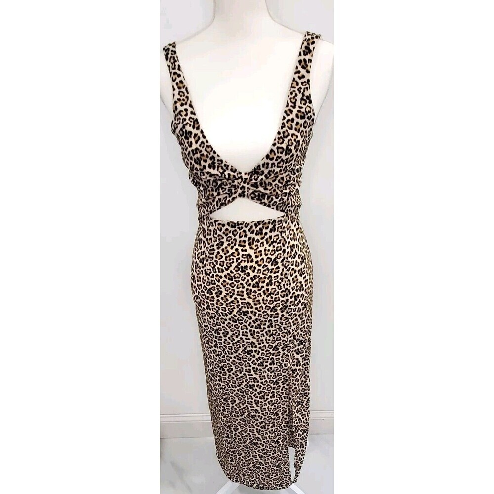 ASOS DESIGN Tall Leopard‎ Print Cutout Twist Front Maxi Dress Brown US 2